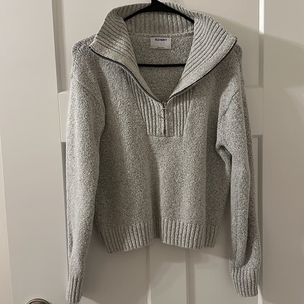 Old Navy Half Zip Gray Cropped Sweater Size S